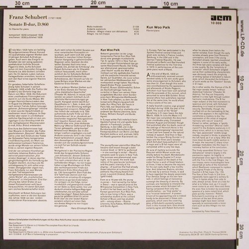 Schubert,Franz: Sonate für Klavier B-dur, D.960, ACM (10 005), D, 1977 Typ: LP Best.-Nr.: L8779 Preis: 15,00 Euro
