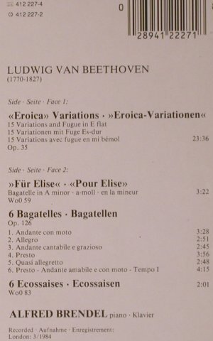 Beethoven,Ludwig van: Für Elise/Eroica-Variationen op.35, Philips/Sample-stol(412 227-1), D, m-/vg+, 1984 - LP - L8789 - 7,50 Euro