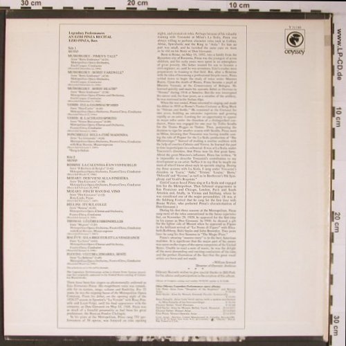 Pinza,Ezio: Recital, Odyssey (Y 31148), US, Ri Typ: LP Best.-Nr.: L8819 Preis: 7,50 Euro