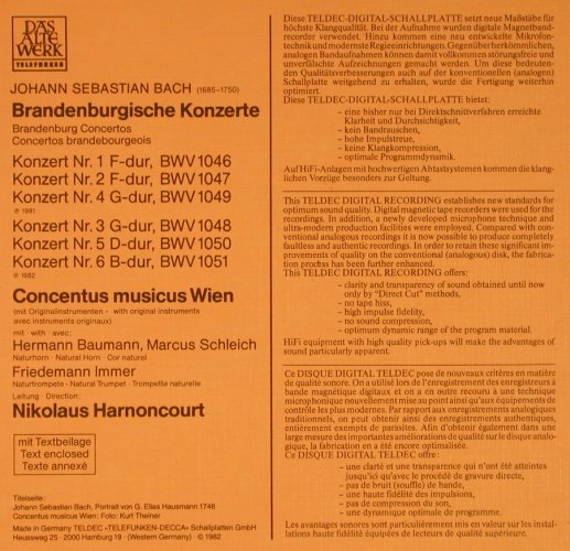 Bach,Johann Sebastian: 6 Brandenburgische Konzerte,Box, Telefunken(6.35620 FD), D, 1982 - 2LP - L8826 - 9,00 Euro