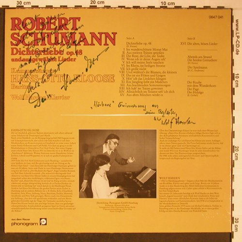 Schumann,Robert: Dichterliebe und ausgewählte Lieder, Phonogram (0647 041), D, m-/vg+ Typ: LP Best.-Nr.: L8840 Preis: 9,00 Euro