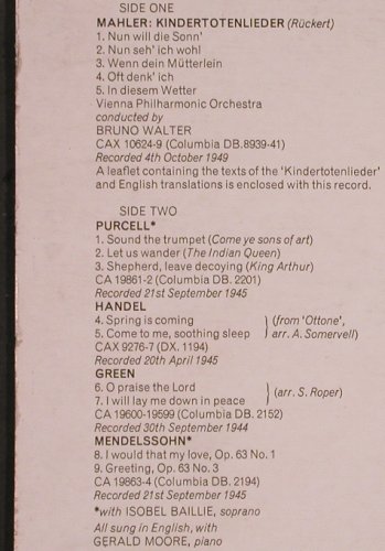 Ferrier,Kathleen: Sings Kindertotenlieder, m /vg+, EMI-HMV Treasury (HLM 7002), UK, Ri, 1972 Typ: LP Best.-Nr.: L8851 Preis: 6,00 Euro