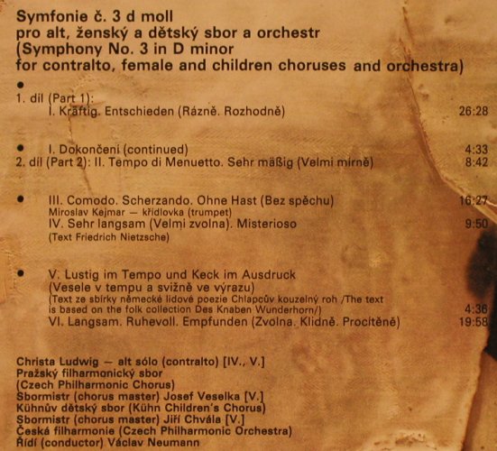 Mahler,Gustav: Symphony No.3 ,Foc, m-/vg+, Supraphon(103871-1 032ZA), CZ, 1983 - 2LP - L8867 - 9,00 Euro