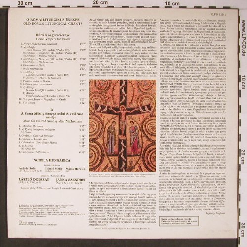 Schola Hungarica: Old Roman Liturgical Chants, Hungaroton (SLPD 12741), H, 1986 Typ: LP Best.-Nr.: L8868 Preis: 5,00 Euro