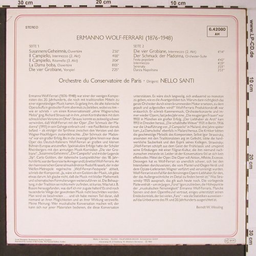 Wolf-Ferrari,Ermanno: Susannens Geheimnis, Decca Aspekte(6.42080 AH), D, Ri,  - LP - L8874 - 7,50 Euro