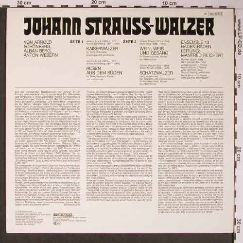 V.A.Johan Strauss: von Schönberg,Berg,Webern, Harmonia Mundi (065-99 731), D, 1978 Typ: LP Best.-Nr.: L8876 Preis: 7,50 Euro