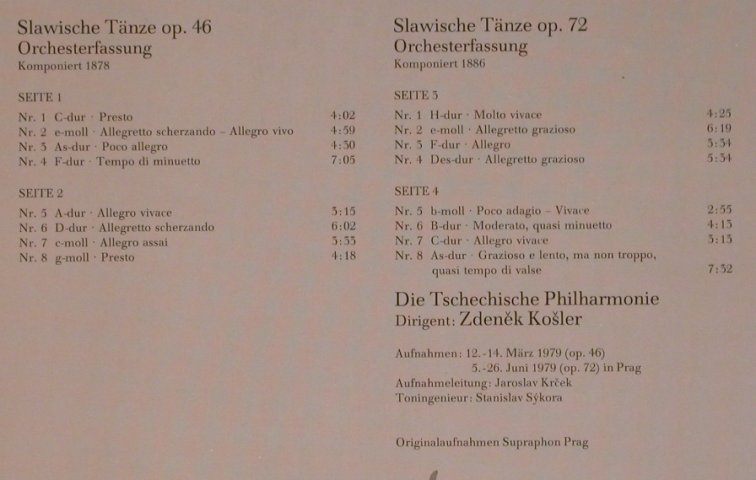 Dvorak,Antonin: Slawische Tänze Op.46 & Op.72, Foc, Supraphon(91 882 1), D Club-Ed., 1980 - 2LP - L8883 - 7,50 Euro