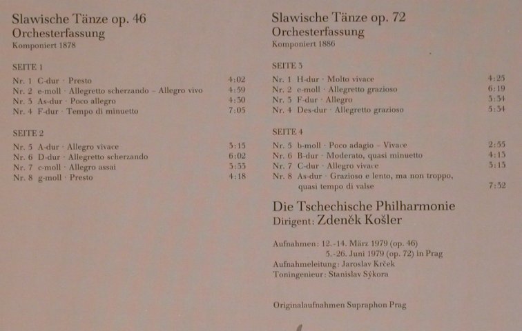 Dvorak,Antonin: Slawische Tänze Op.46 & Op.72, Foc, Supraphon (91 882 1), D Club-Ed., 1980 Typ: 2LP Best.-Nr.: L8883 Preis: 7,50 Euro