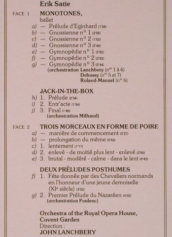 Satie,Erik: Monotones,Foc, EMI (C 069-03 500), F, 1979 Typ: LP Best.-Nr.: L8898 Preis: 12,50 Euro