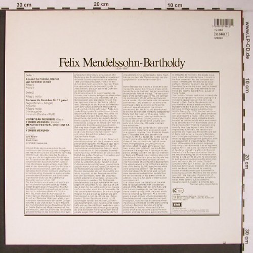 Mendelssohn Bartholdy,Felix: Konzert Für Violine,Klavier & Strei, EMI(10 3462 1), D, co, 1979 - LP - L8904 - 7,50 Euro