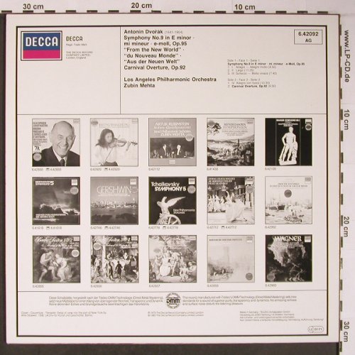 Dvorak,Antonin: Symphonie Nr.9 e-moll op.95,op.92, Ddecca(6.42092 AG), D, Ri, 1983 - LP - L8907 - 5,00 Euro