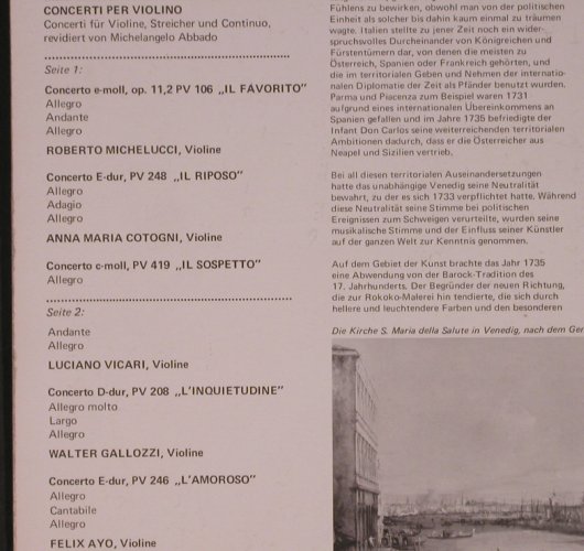 Vivaldi,Antonio: Concerti per Violino, Philips (6580 007), NL, 1970 Typ: LP Best.-Nr.: L8938 Preis: 9,00 Euro