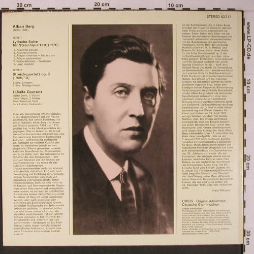 Berg,Alban: Lyrisches Suite,Streichquartett op3, Orbis(63 217), D,  - LP - L8958 - 22,50 Euro