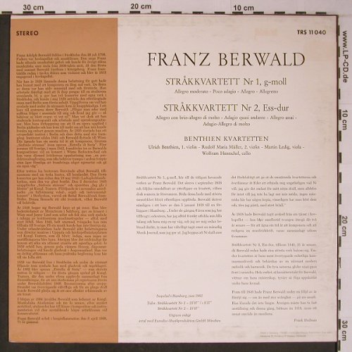 Berwald,Franz: Strkkvartett Nr.1 g-moll.Nr.2 ess-, Telestar/Teldec(TRS 11 040), D,  - LP - L8959 - 9,00 Euro