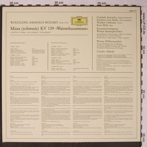 Mozart,Wolfgang Amadeus: Messe KV 139,Waisenhausmesse, D.Gr. (2530 777), D, 1976 Typ: LP Best.-Nr.: L8963 Preis: 7,50 Euro