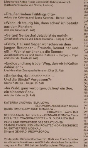 Schostakowitsch,Dmitri: Katerina Ismailowa,LadyMacbeth,gr.Q, Melodia Eurodisc (80 549 ZR), D Typ: LP Best.-Nr.: L8966 Preis: 7,50 Euro