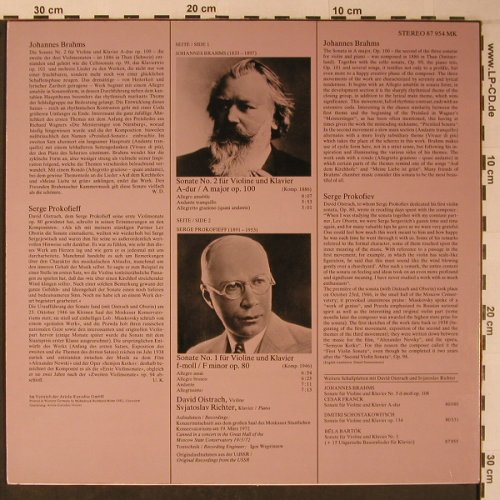 Oistrach,David / Svjatoslav Richter: Brahms op.100, Prokofieff.op.80, Melodia/Eurodisc(87 954 MK), D,  - LP - L8979 - 17,50 Euro