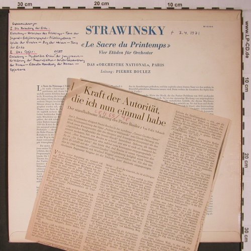 Strawinsky,Igor: Le Sacre du Printemps,4Etüden f.Orc, Concert Hall,woc(M-2324), F,vg-/vg+,  - LP - L8994 - 5,00 Euro