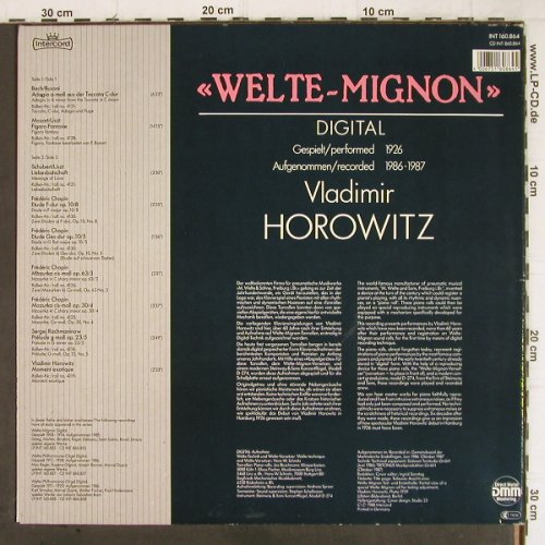 Horowitz,Vladimir: Welte-Mignon Digital, 1926, Intercord (INT 160.864), D, Foc, 1988 Typ: LP Best.-Nr.: L9000 Preis: 7,50 Euro