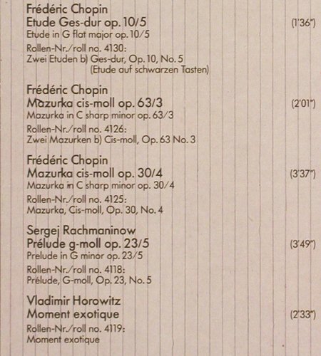 Horowitz,Vladimir: Welte-Mignon Digital, 1926, Intercord (INT 160.864), D, Foc, 1988 Typ: LP Best.-Nr.: L9000 Preis: 7,50 Euro