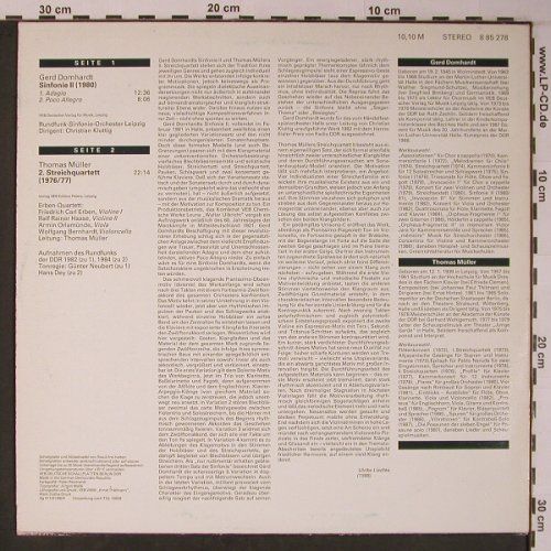 Domhardt,Gerd / Thomas Müller: 2.Sinfonie / 2.Streichquartett, Nova (8 85 278), DDR, 1988 Typ: LP Best.-Nr.: L9002 Preis: 12,50 Euro
