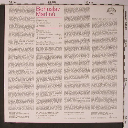 Martinu,Bohuslav: Concertos  Nos.1&2,for Violin&Orch., Supraphon(1 10 1535), CZ, 1973 - LP - L9008 - 12,50 Euro