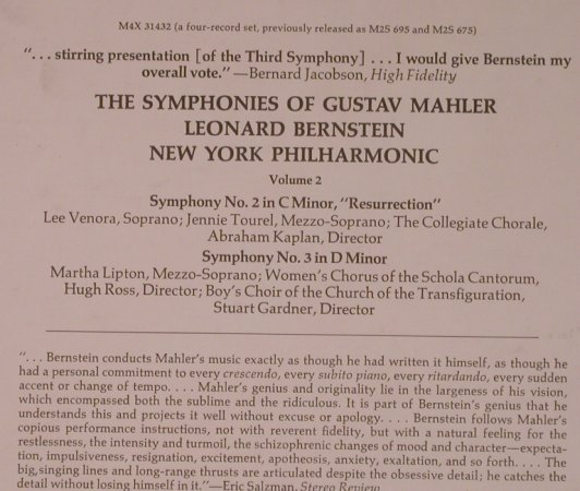 Mahler,Gustav: The Symphonies of Vol.2,No.2&3,Box, Columbia(M4X 31432), US, Ri, 1972 - 4LP - L9023 - 22,50 Euro