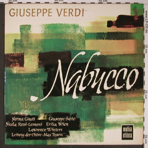 Verdi,Giuseppe: Nabucco-Querschnitt, Musica et Litera (MEL 7013), DK,vg+/m- Typ: LP Best.-Nr.: L9029 Preis: 9,00 Euro