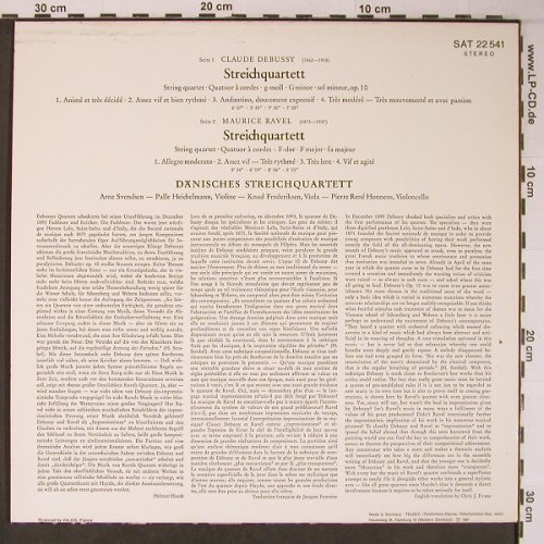 Debussy,Claude / Ravel: Streichquartett g-moll op.10/ f dur, Telefunken,Warenpr. (SAT 22 541), D, 1967 Typ: LP Best.-Nr.: L9035 Preis: 15,00 Euro