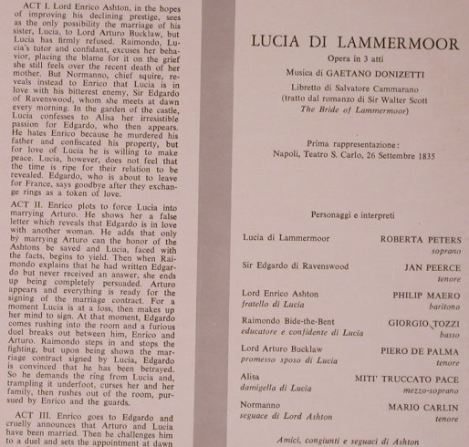 Donizetti,Gaetano: Lucia di Lammermoor,Libretto, RCA, Ri(VL 43538(2)), I,m-/vg+, 1977 - 2LP - L9036 - 9,00 Euro