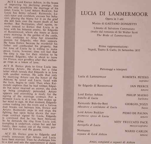 Donizetti,Gaetano: Lucia di Lammermoor,Libretto, RCA, Ri (VL 43538(2)), I,m-/vg+, 1977 Typ: 2LP Best.-Nr.: L9036 Preis: 9,00 Euro