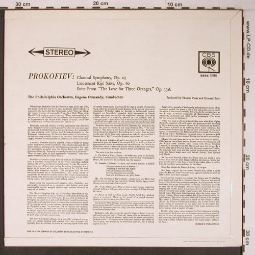 Prokofieff,Serge: Classical Symphony,Op.25. 60, 33, CBS(SBRG 72185), UK,  - LP - L9039 - 12,50 Euro