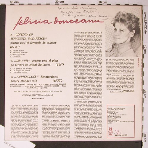 Donceanu,Felicia: Cintind cu.../Imagine/Eminesciana, Electrecord (ST-ECE 03585), RO, woc, 1988 Typ: LP Best.-Nr.: L9053 Preis: 50,00 Euro