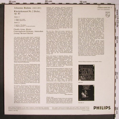 Brahms,Johannes: Klavierkonzert Nr.2 B-dur op.83, Philips(6500 019), NL, 1970 - LP - L9088 - 7,50 Euro