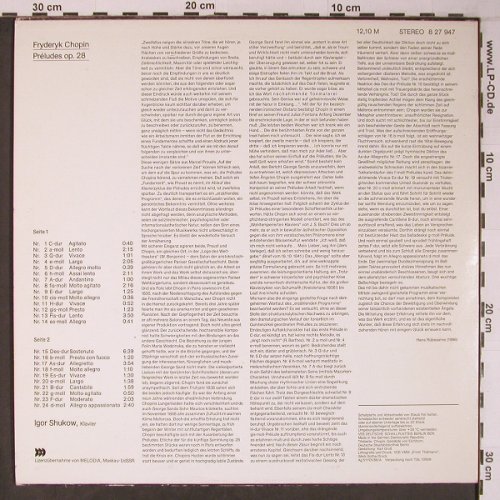 Chopin,Frederic: Preludes,op.28, Eterna(8 27 947), DDR, 1986 - LP - L9094 - 12,50 Euro