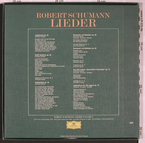 Schumann,Robert: Lieder Vol.2, Box, D.Gr. (2740 185), D Typ: 3LP Best.-Nr.: L9095 Preis: 15,00 Euro