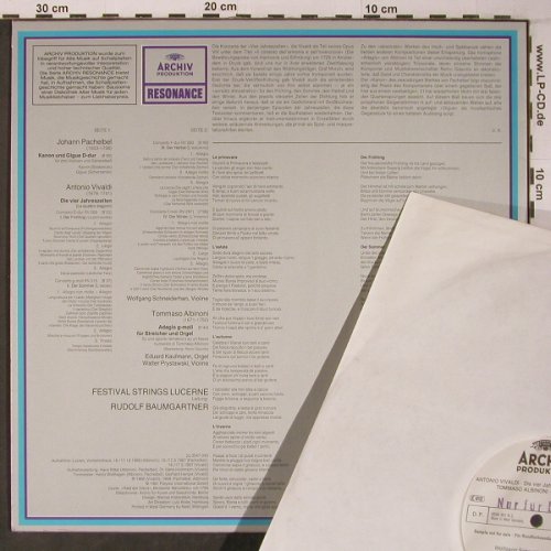 Vivaldi,A./Albinoni/Pachelbel: Die Vier Jahreszeiten/Adagio/Kanon, Archiv,Musterplatte (2547 045), D, Ri Typ: LP Best.-Nr.: L9108 Preis: 7,50 Euro