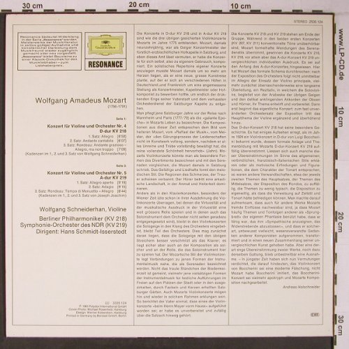 Mozart,Wolfgang Amadeus: Violinkonzerte Nr.4 & 5, D.Gr. Resonance (2535 124), D, Ri Typ: LP Best.-Nr.: L9126 Preis: 9,00 Euro