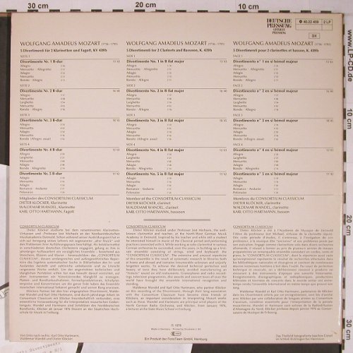 Mozart,Wolfgang Amadeus: 5 Diversimenti,f2Klarinetten,Fagot, Acanta,Musterplatte(40.22 459), D,Foc, 1976 - LP - L9131 - 25,00 Euro