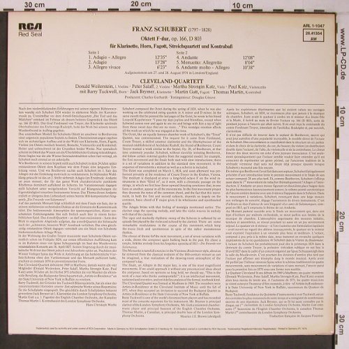 Schubert,Franz: Octet in F, Op.166, D.803, m-/vg+, RCA (26.41354 AW), D, 1975 Typ: LP Best.-Nr.: L9140 Preis: 6,00 Euro