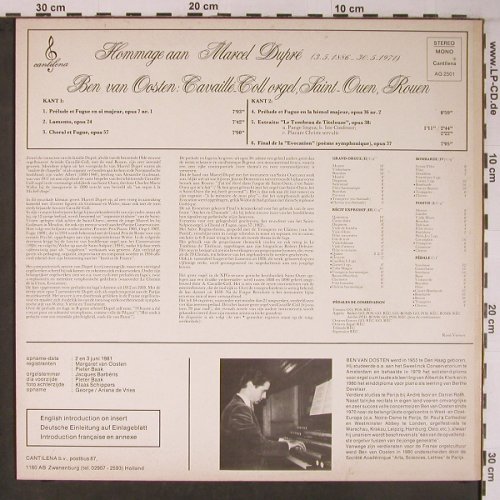 van Oosten,Ben: Hommage aan Marcel Dupr, Cantilena(AG 2501), NL,vg+/m-, 1981 - LP - L9143 - 14,00 Euro