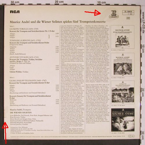 Andre,Maurice & Wiener Solisten: Spielen 5 Trompetenkonzerte, m-/vg+, Erato (ZL 30635), D, 1978 Typ: LP Best.-Nr.: L9163 Preis: 5,00 Euro