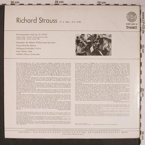 Strauss,Richard: KlavierQuartett c-moll, op.13, Amadeo(AVRS 6453 St), A,  - LP - L9170 - 25,00 Euro