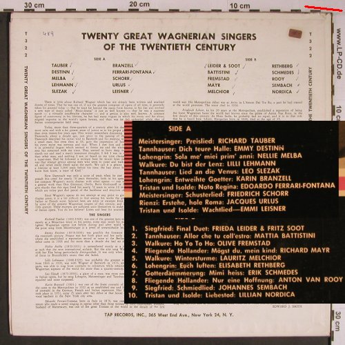 V.A.Twenty Great Wagnerian Singers: of the 20thCentury, m-/vg+, TAP(T-322), US, woc,  - LP - L9181 - 9,00 Euro