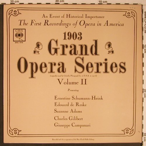 V.A.1903 Grand Opera Series Vol.2: Ernestine Schumann-Heink,E.de Reske, CBS (BRG 72145), UK,m-/vg+ Typ: LP Best.-Nr.: L9183 Preis: 7,50 Euro