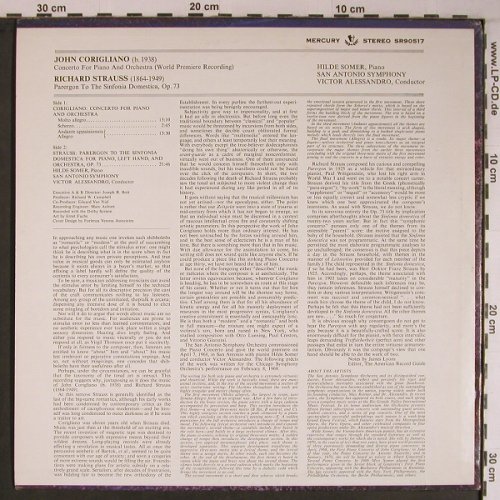Corigliano,John / R.Strauss: Conc.f.Piano&Orch./Parergon..op.73, Mercury (SR 90517), US, 1969 Typ: LP Best.-Nr.: L9187 Preis: 20,00 Euro