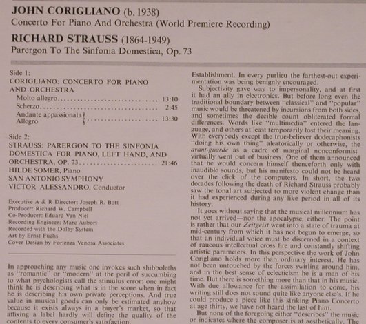 Corigliano,John / R.Strauss: Conc.f.Piano&Orch./Parergon..op.73, Mercury (SR 90517), US, 1969 Typ: LP Best.-Nr.: L9187 Preis: 20,00 Euro