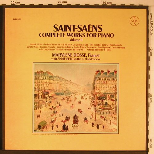 Saint-Saens,Camille: Complete Works for Piano Vol.1&2, VoxBox (SVBX 5477), US, vg+/m- Typ: 3LP*2 Best.-Nr.: L9188 Preis: 75,00 Euro