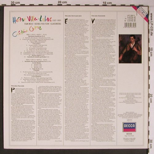 Villa-Lobos,Heitor: Piano Music, Decca (6.43756 AZ), D, 1987 Typ: LP Best.-Nr.: L9190 Preis: 6,00 Euro