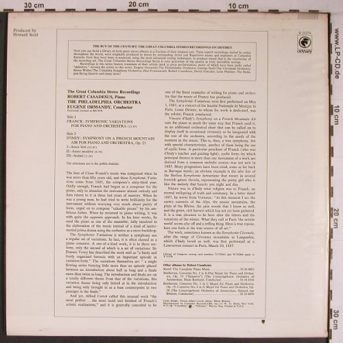 Franck,Cesar / Vincent D'Indy: Symphonic Variations f.Pinao&Orch, Columbia Odyssey (Y 31274), US Typ: LP Best.-Nr.: L9193 Preis: 17,50 Euro